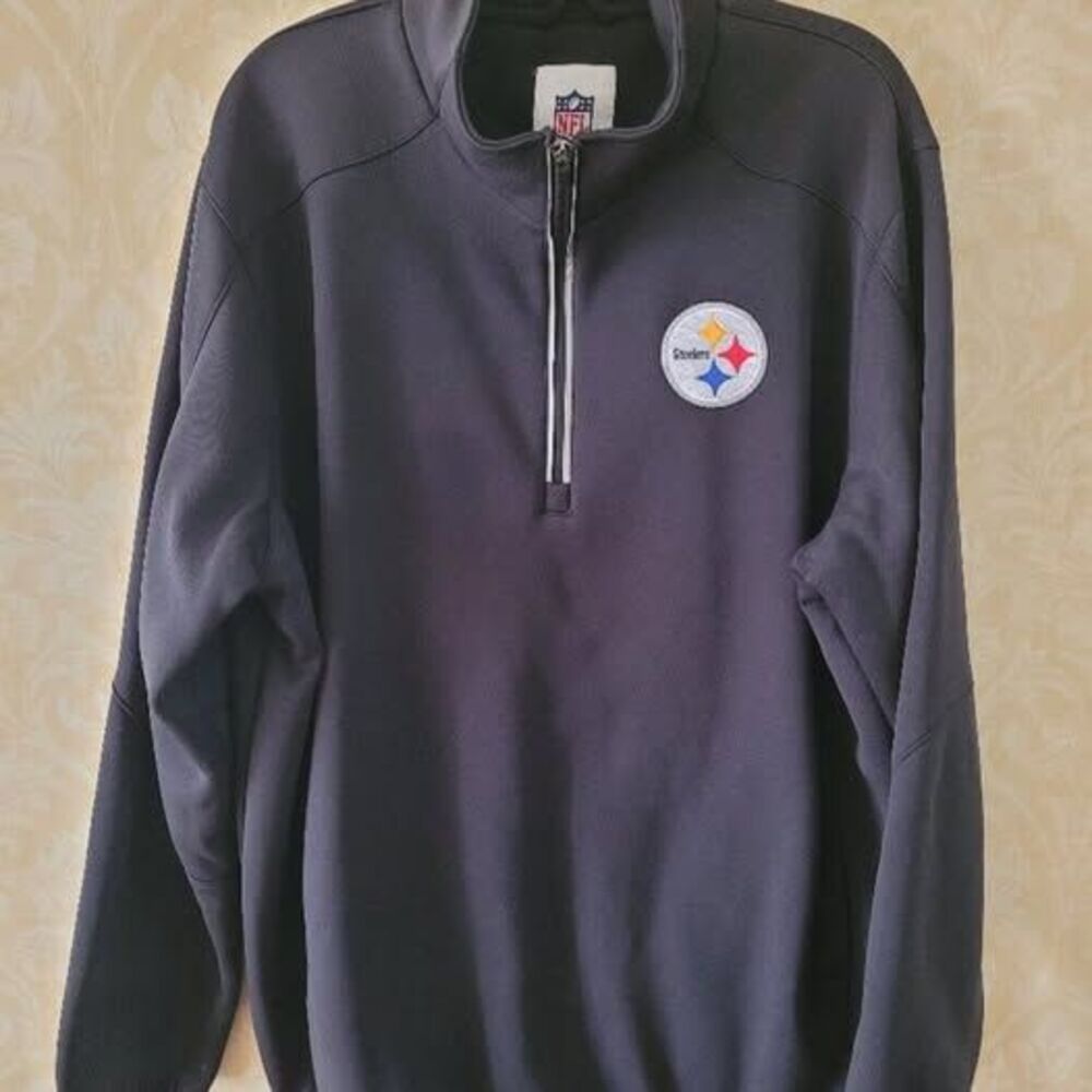 Pittsburgh Steelers NFL 1/4 Zip Pullover Black Embroidered Logo Men’s XXL